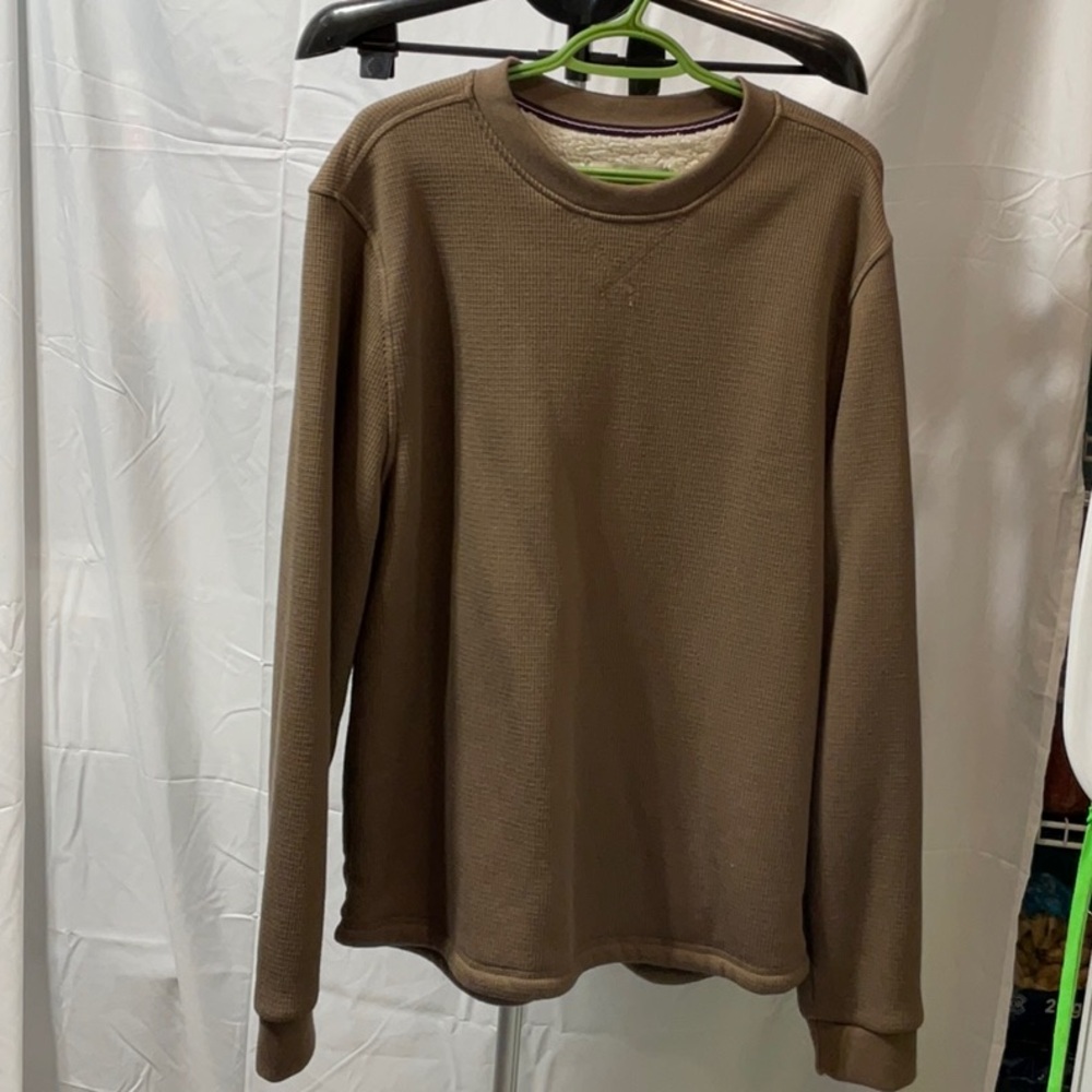 BC Clothing Fleece Lined Brown Long Sleeve Thermal Shirt.  Never worn.